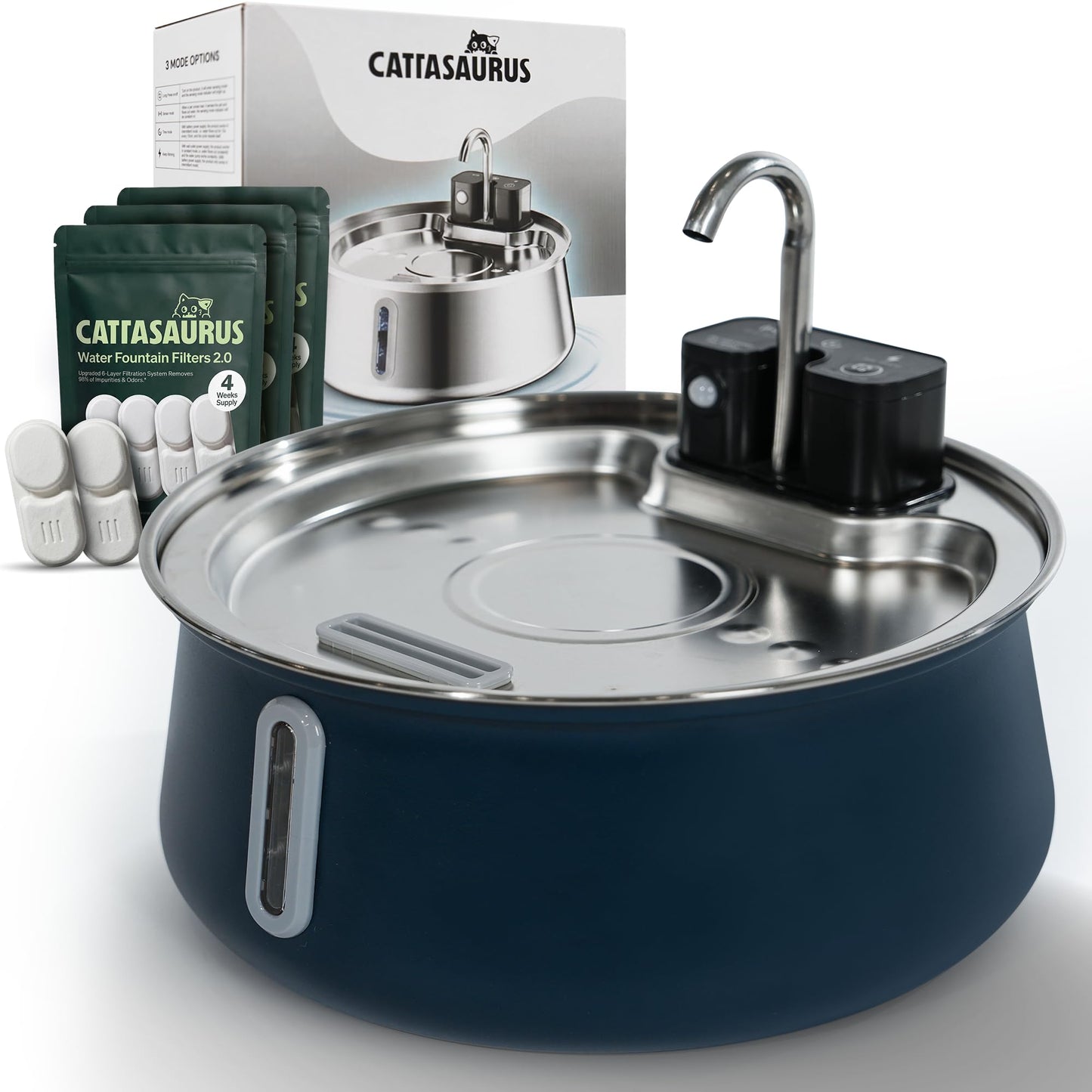 Stainless Steel Cat Water Fountain with Filtration