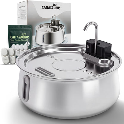 Stainless Steel Cat Water Fountain with Filtration