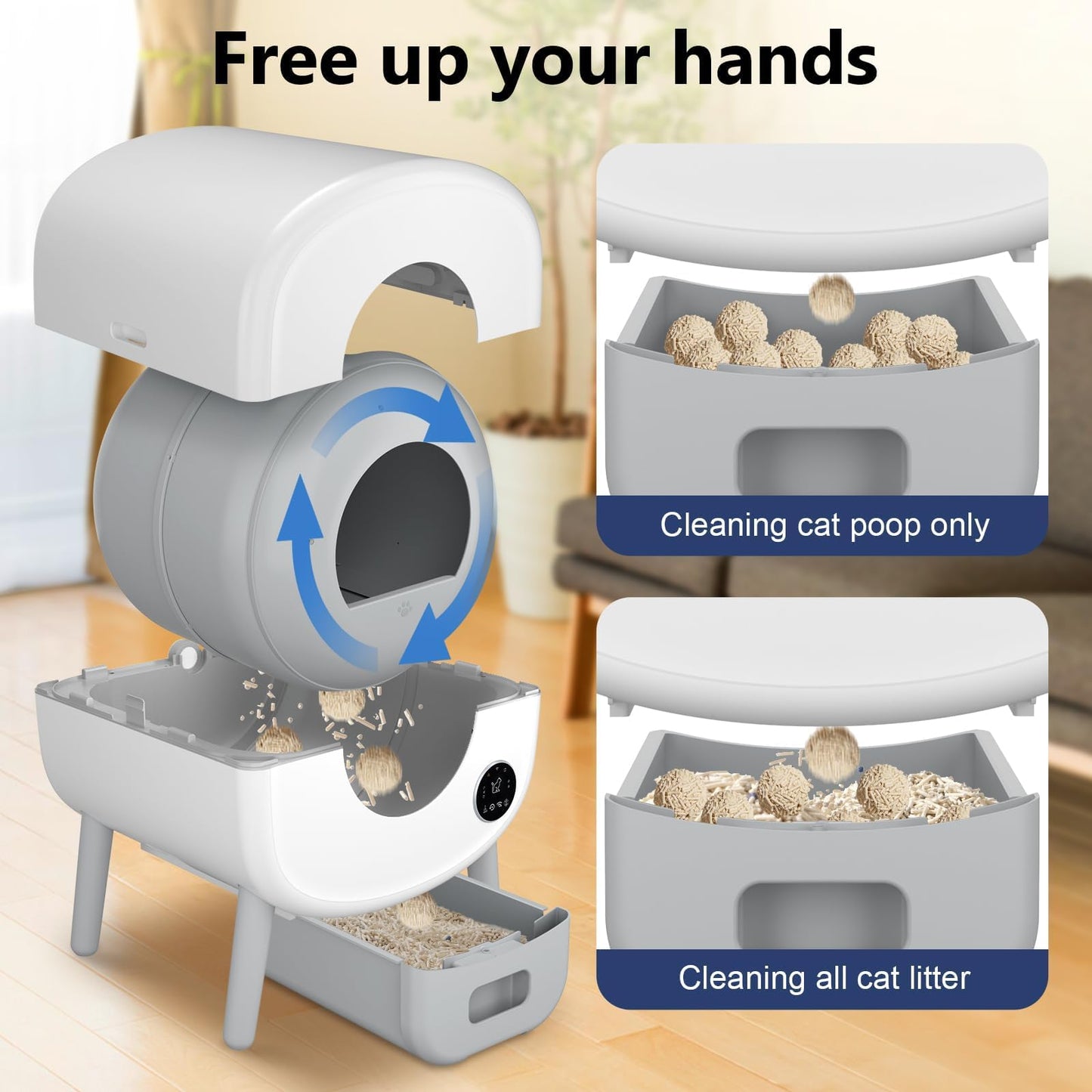 Self-Cleaning Litter Box with App Safety Control