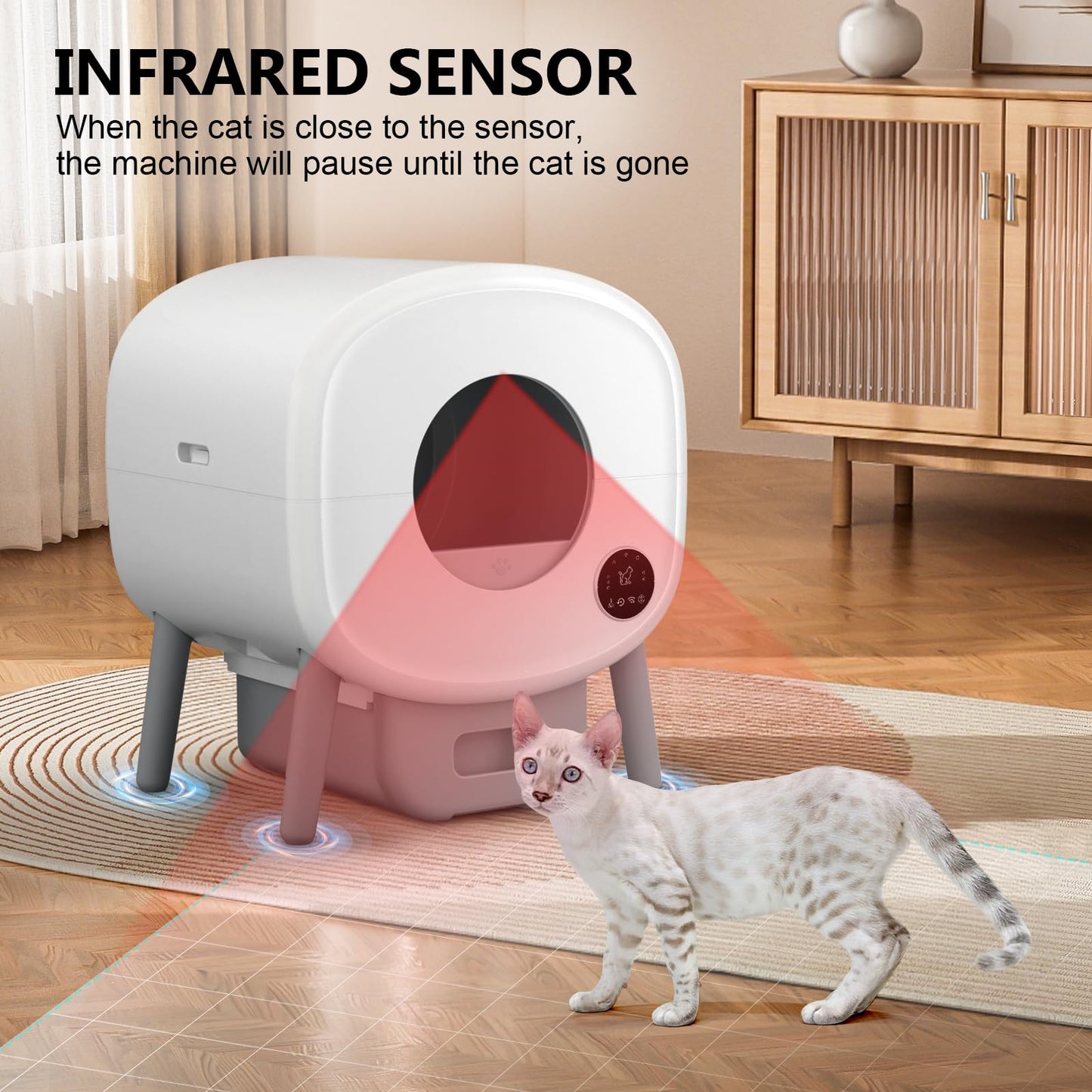 Self-Cleaning Litter Box with App Safety Control