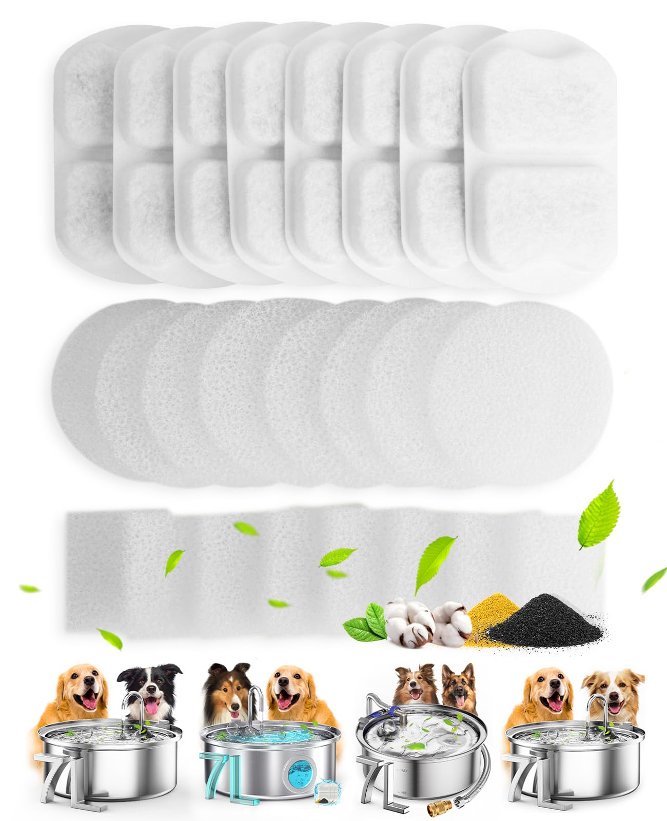 Dog Water Fountain with 7L Large Capacity