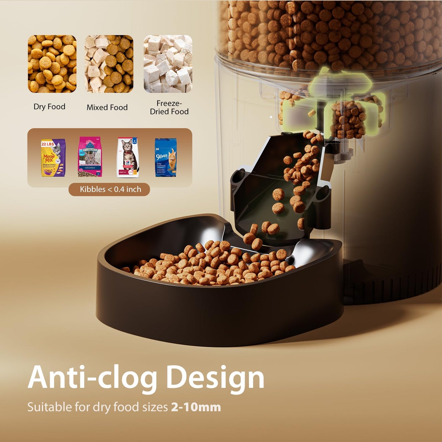IMIPAW Automatic Cat Feeders, 3L Timed Cat Dry Food Dispenser, Dual Power Supply, Programmable Portion Size, 1-6 Meals Per Day, Auto Pet Feeder for Cats and Small Dogs