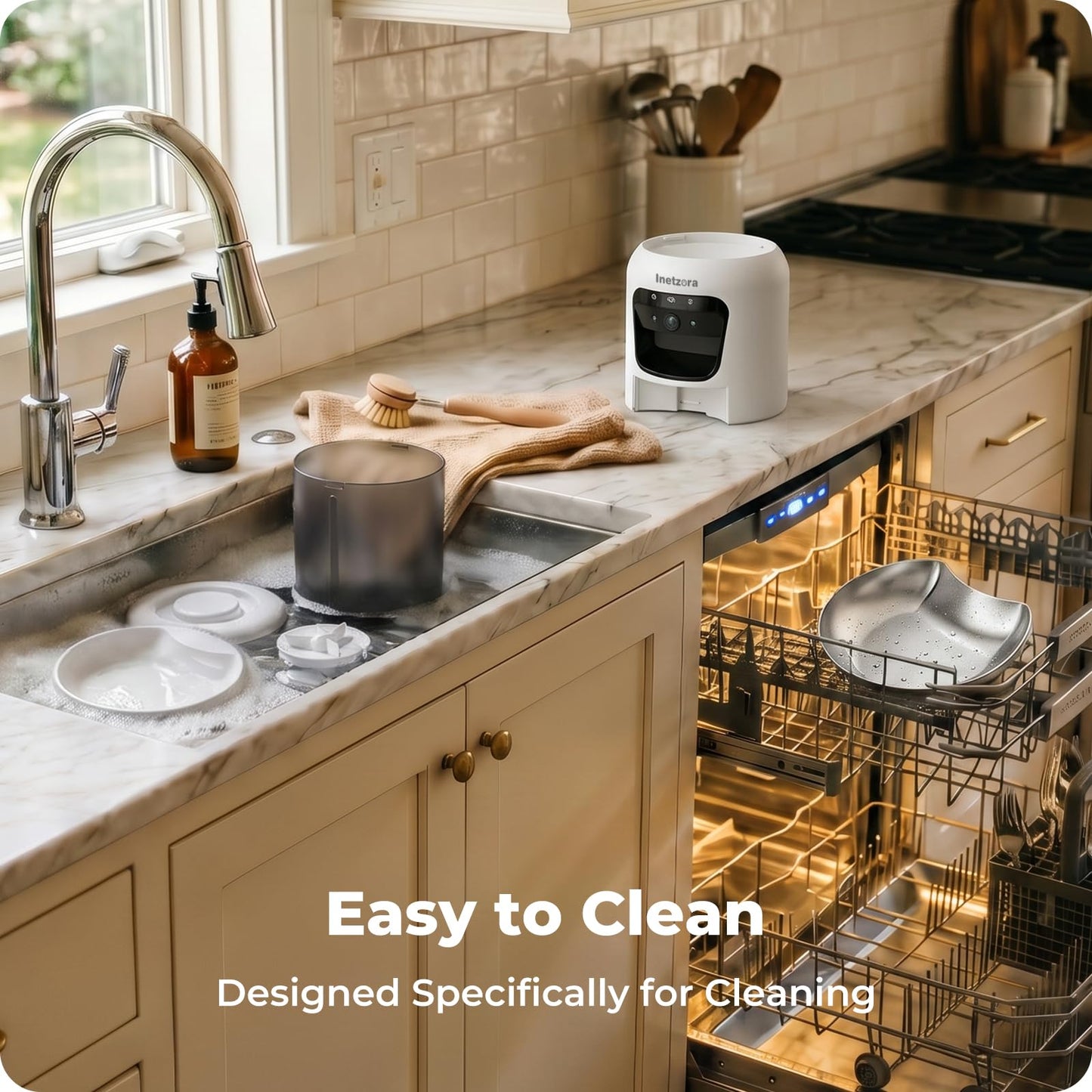 Inetzora Automatic Cat Feeder with 2K Camera: 5G WiFi Auto Dog Feeder - 6L
