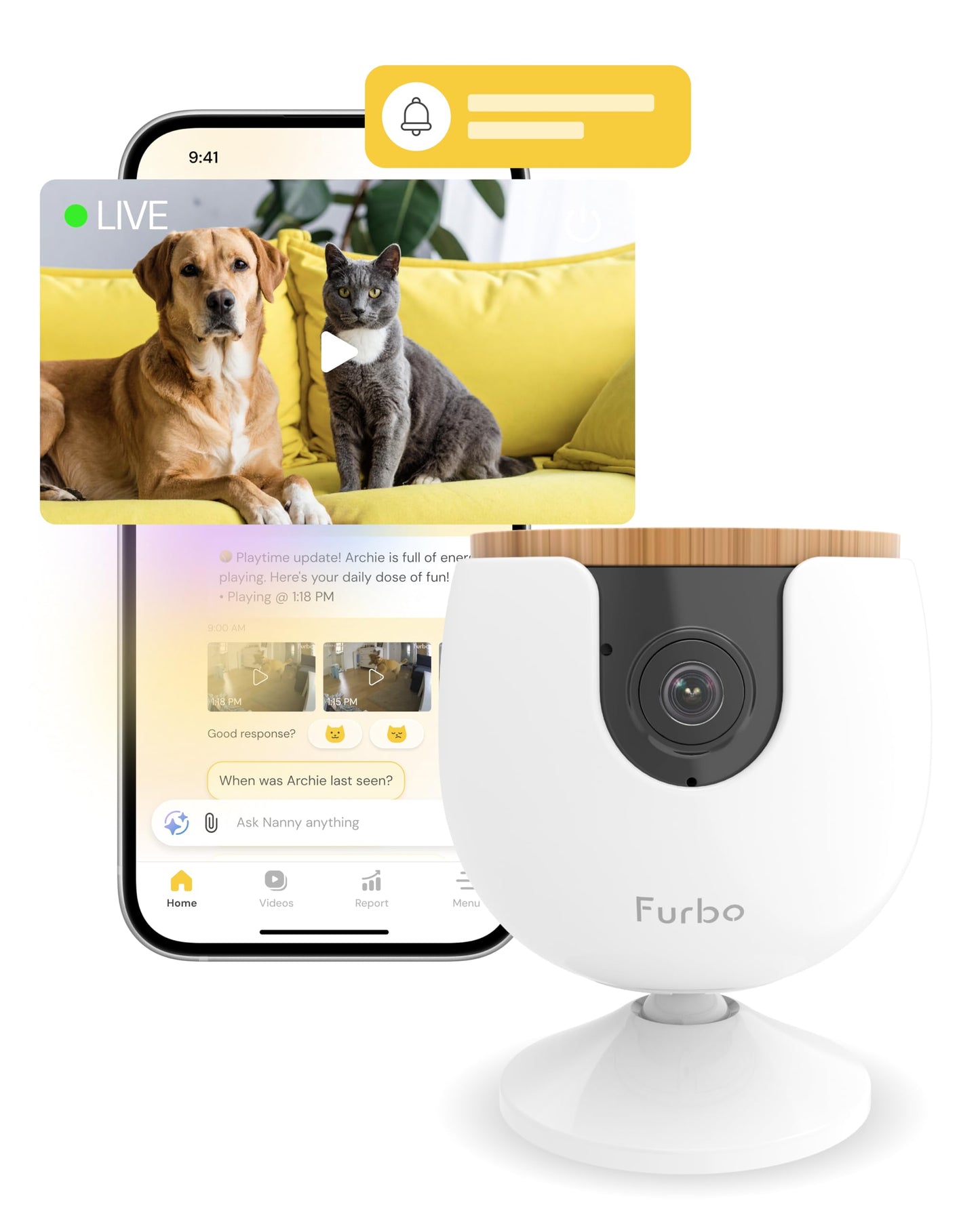 360° Pet Camera with AI Alerts and Two-Way Audio