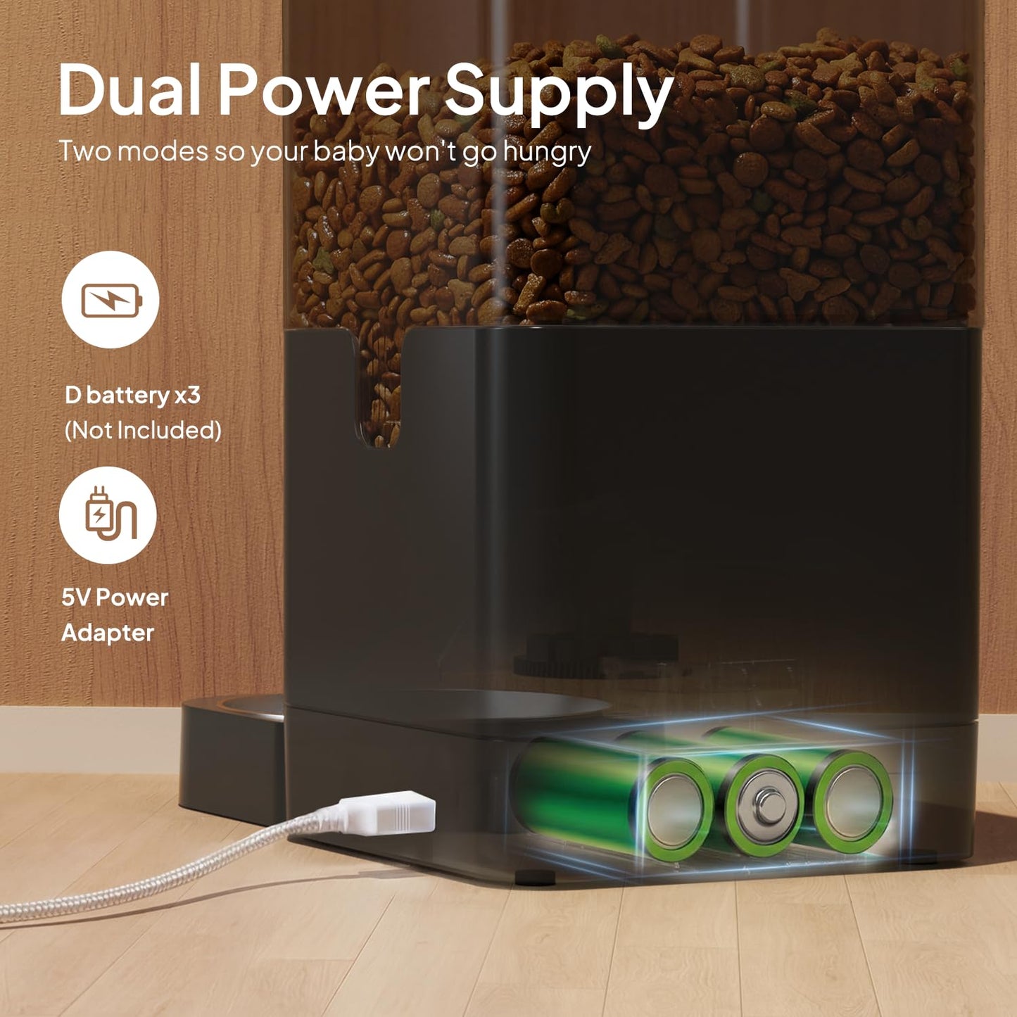 VOLUAS Automatic Cat Feeder, Timed Dry Food Dispenser for Cats & Dogs