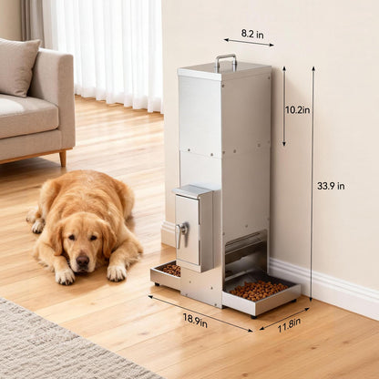 Automatic Dog Feeder with Dual Stainless Steel Trays