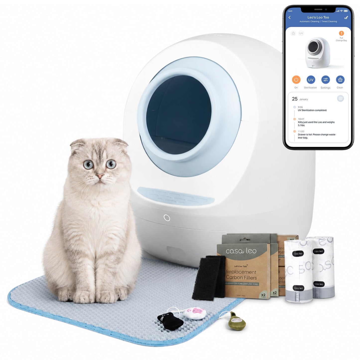 Self-Cleaning Litter Box with Odor Control and UV