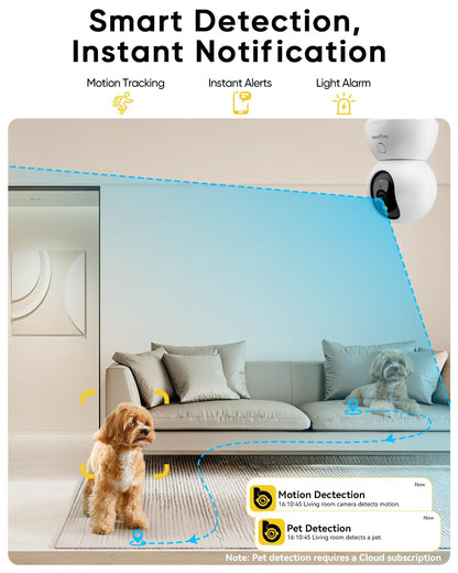 2K Pet Camera with Night Vision and Two-Way Audio