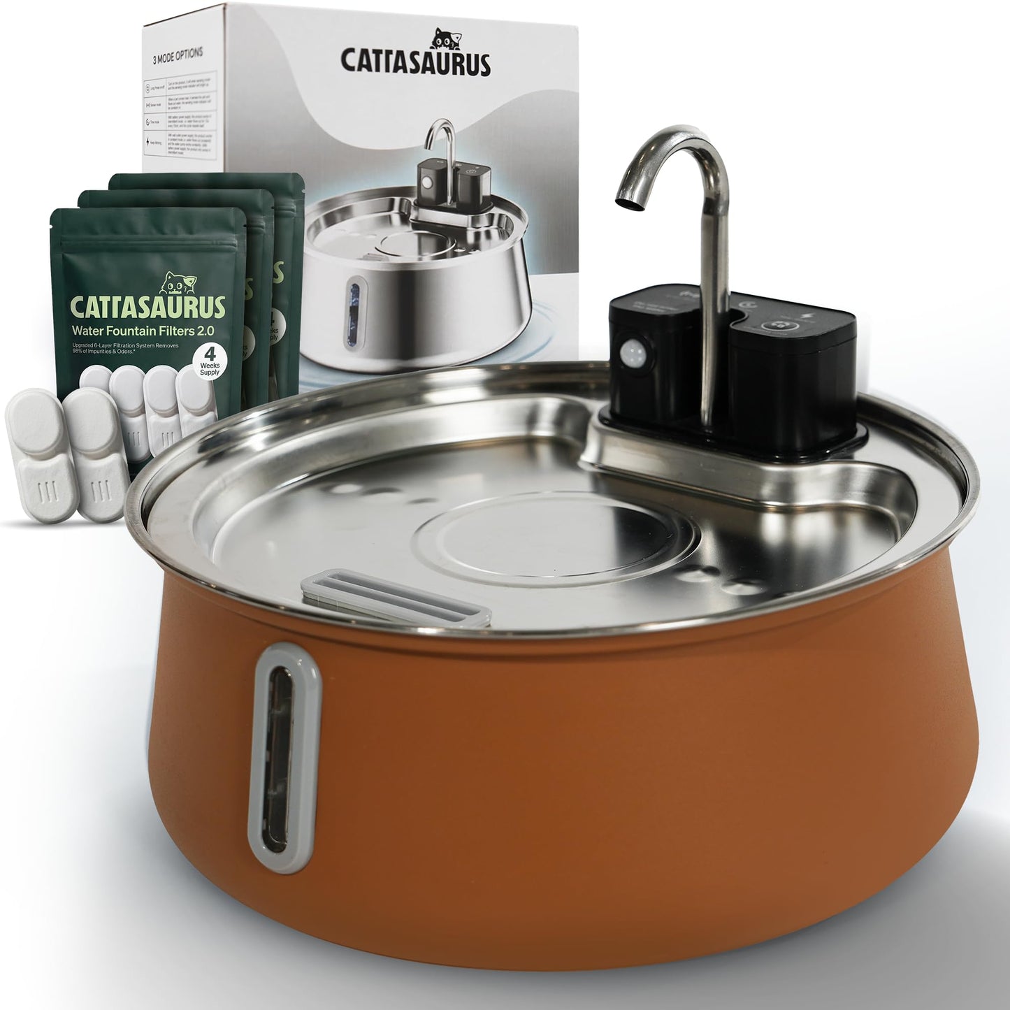 Stainless Steel Cat Water Fountain with Filtration