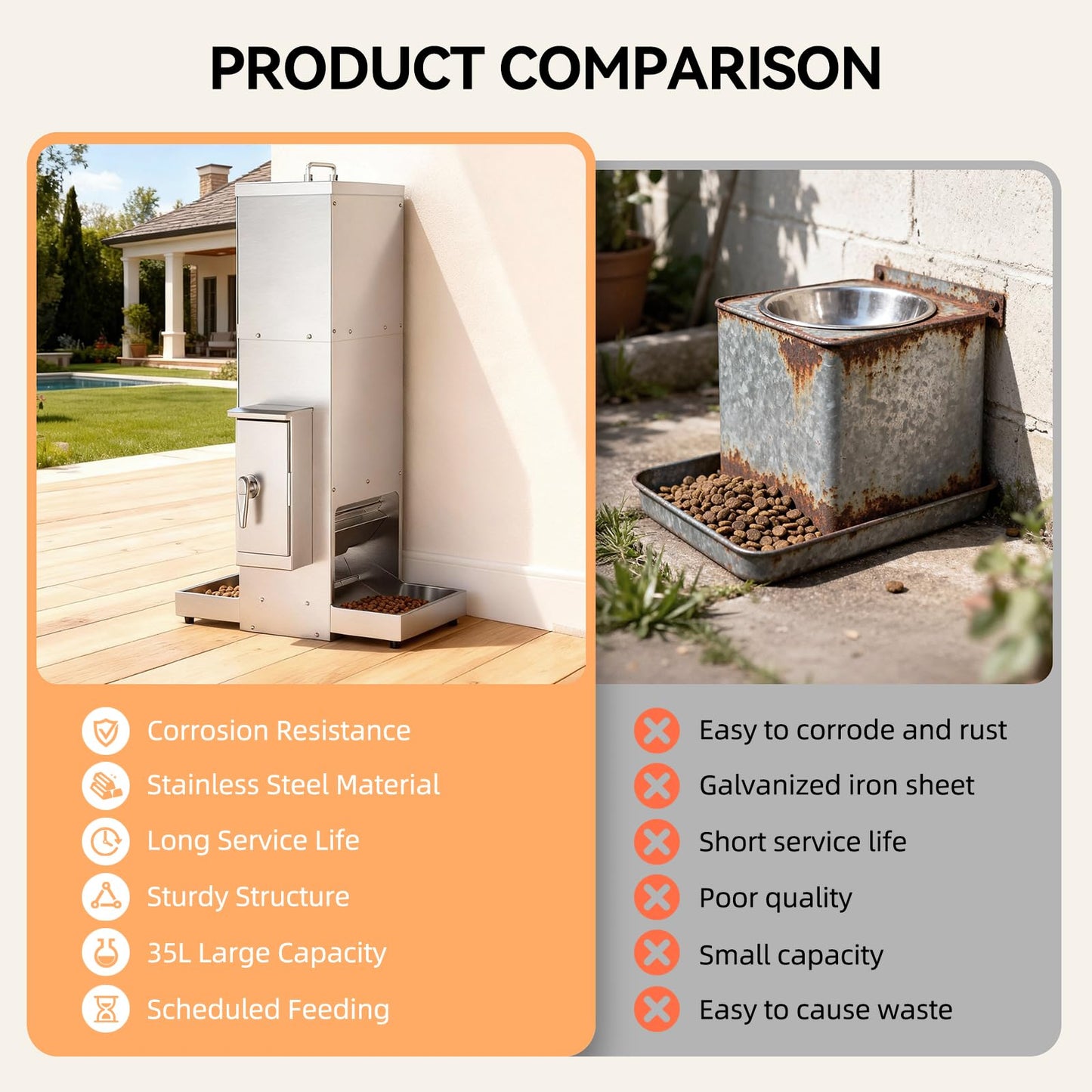 Automatic Dog Feeder with Dual Stainless Steel Trays