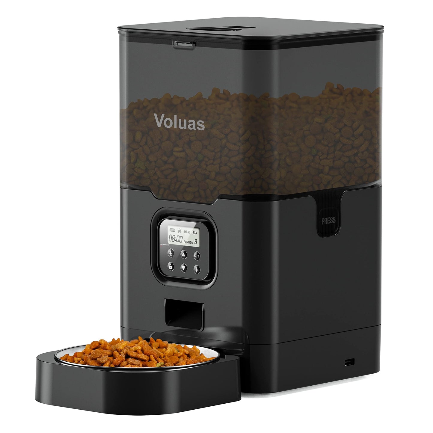 VOLUAS Automatic Cat Feeder, Timed Dry Food Dispenser for Cats & Dogs