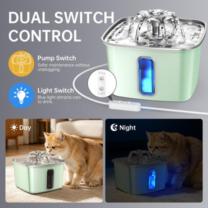 Stainless Steel Cat Water Fountain with Fresh Flow