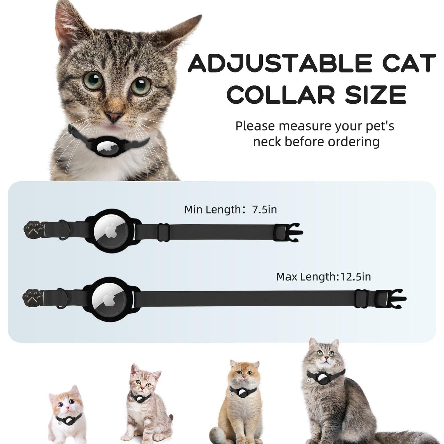 Cat Collar with Flexible Elastic Safety Band