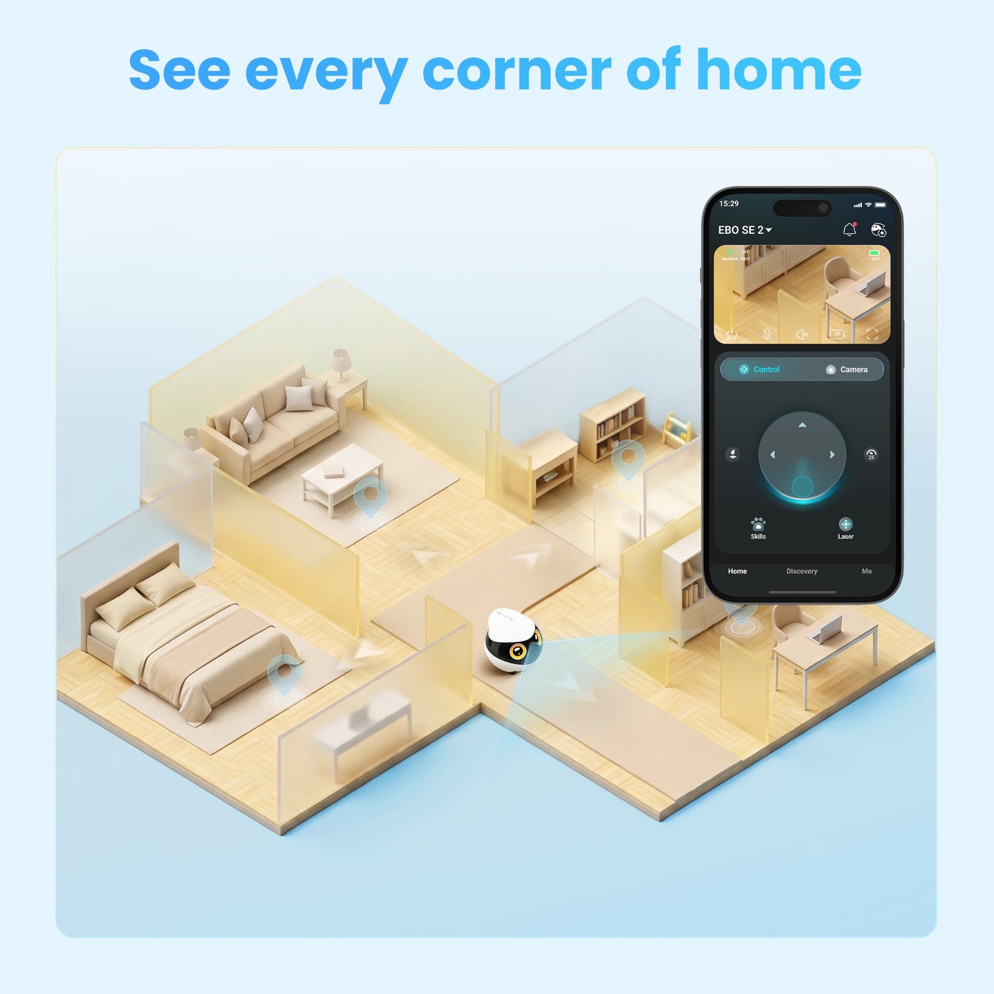 2K Mobile Pet Camera with Smart Robot Companion