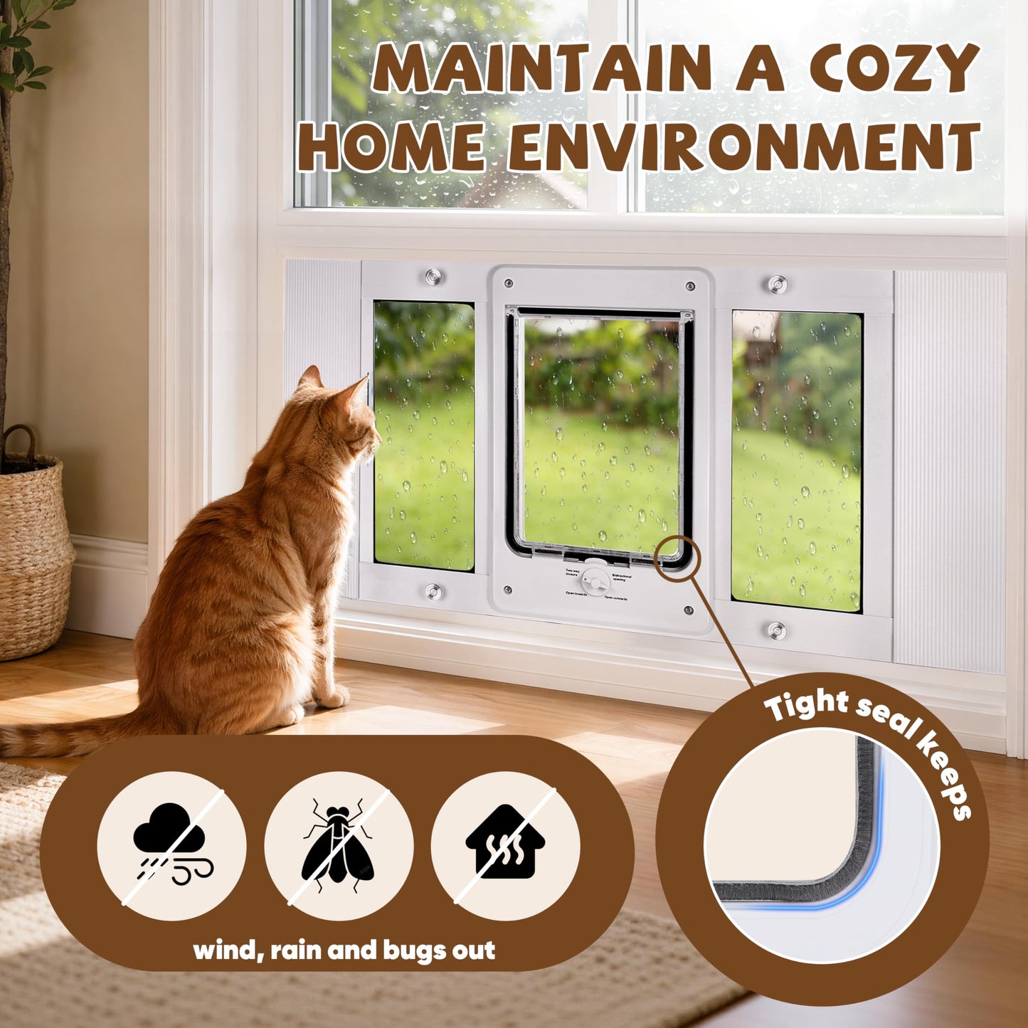 Cat Window Door with 4-Way Locking and Safety Lock