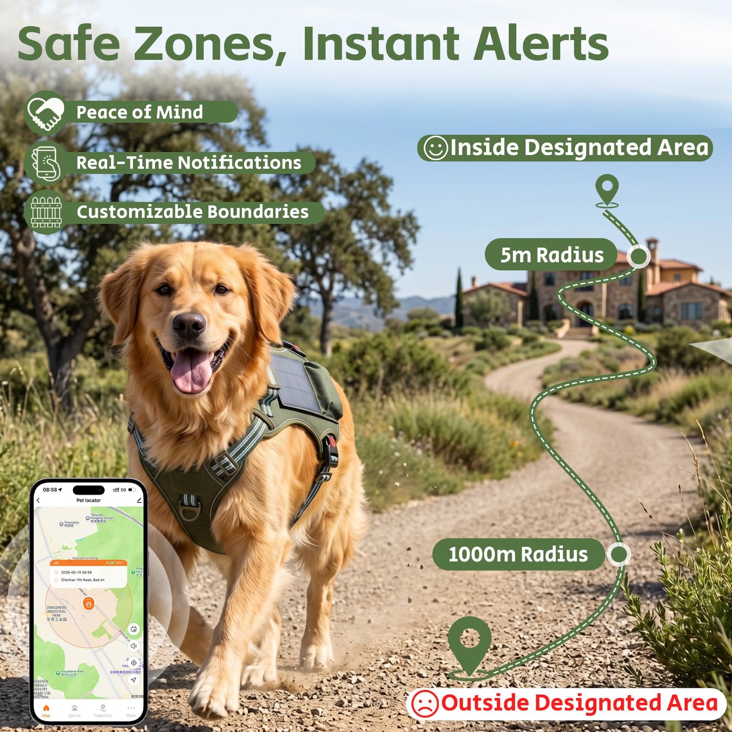 GPS Dog Fence with Real-Time Tracking and Solar Power