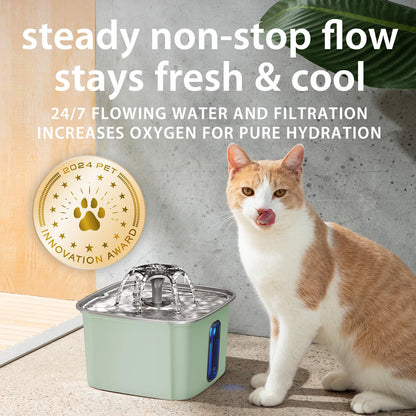 Stainless Steel Cat Water Fountain with Fresh Flow