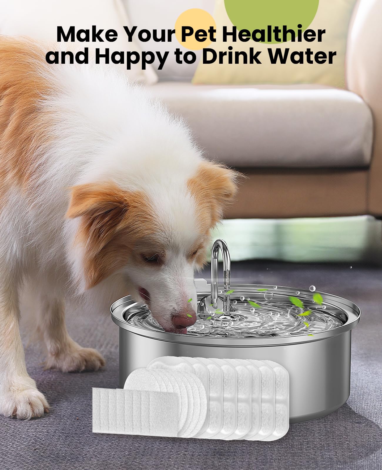 Dog Water Fountain with 7L Large Capacity