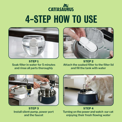 Stainless Steel Cat Water Fountain with Filtration