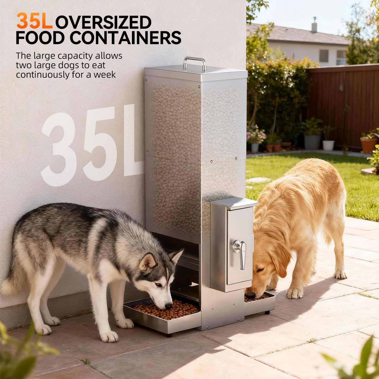 Automatic Dog Feeder with Dual Stainless Steel Trays