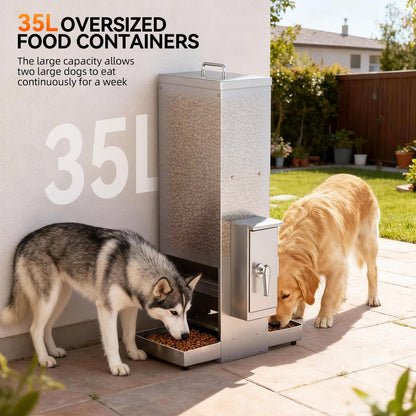 Automatic Dog Feeder with Dual Stainless Steel Trays