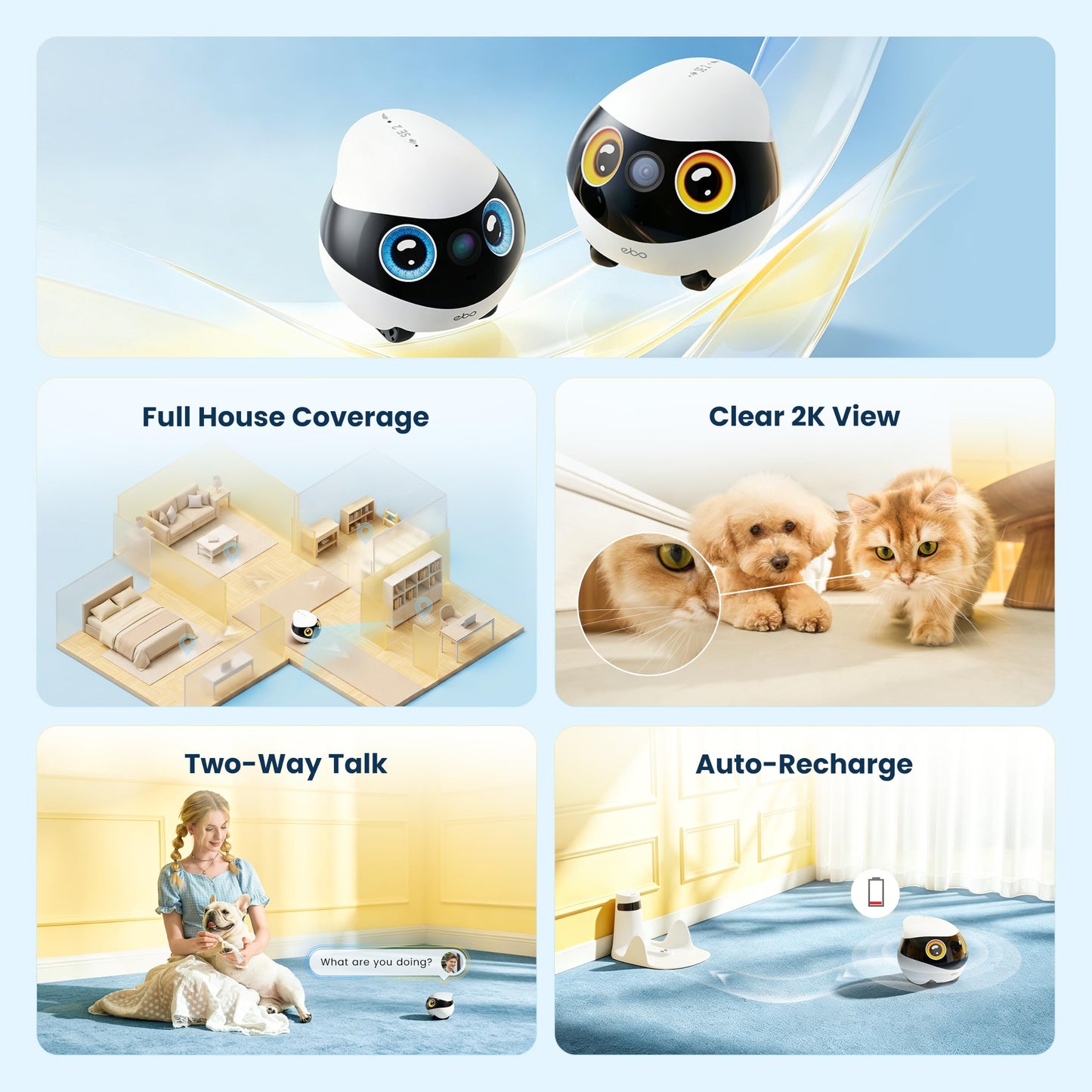 2K Mobile Pet Camera with Smart Robot Companion