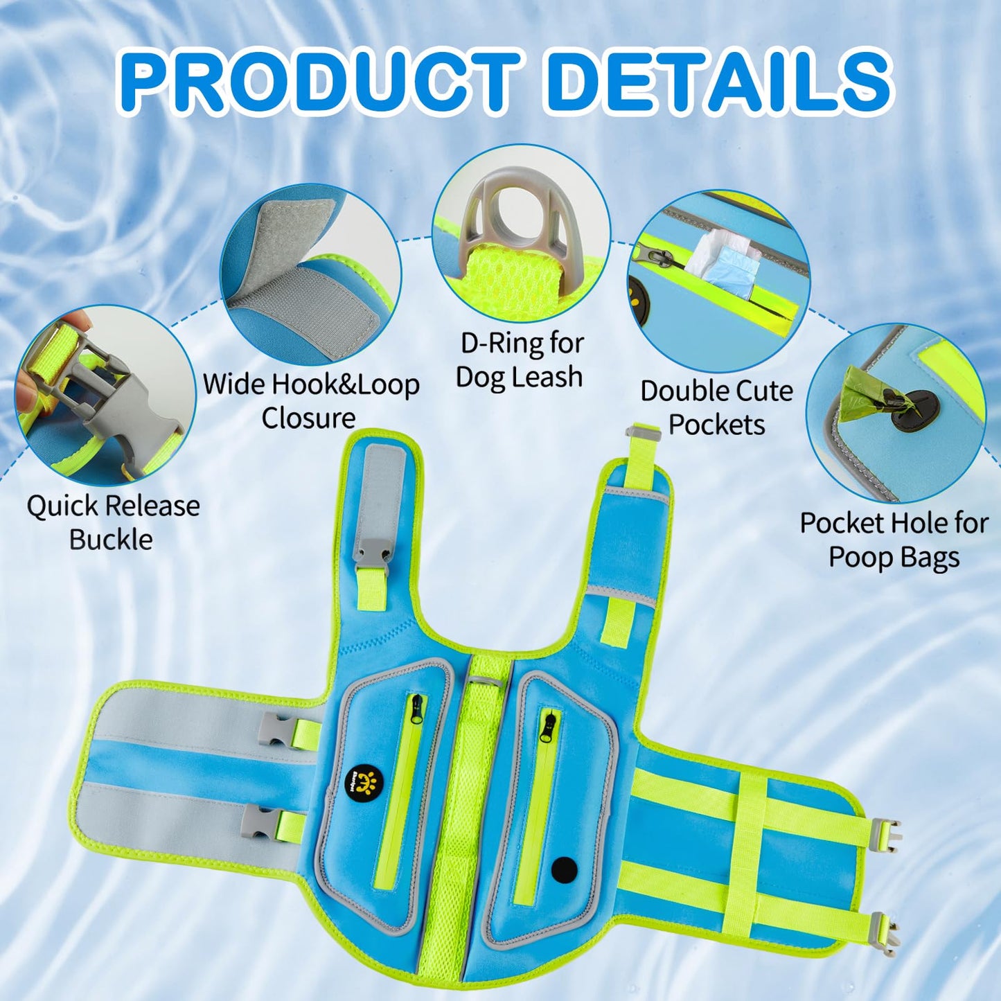 Dog Life Jacket with High Buoyancy and Visibility
