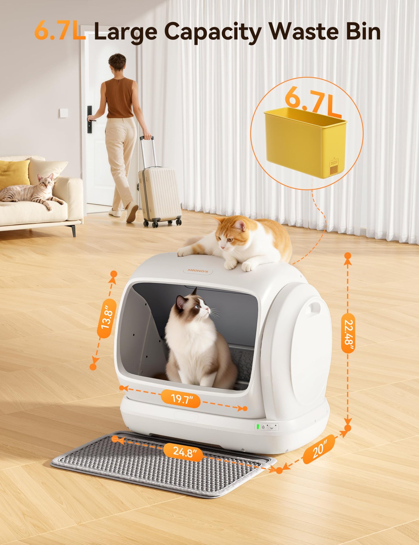 Self-Cleaning Litter Box with 106L Large Capacity