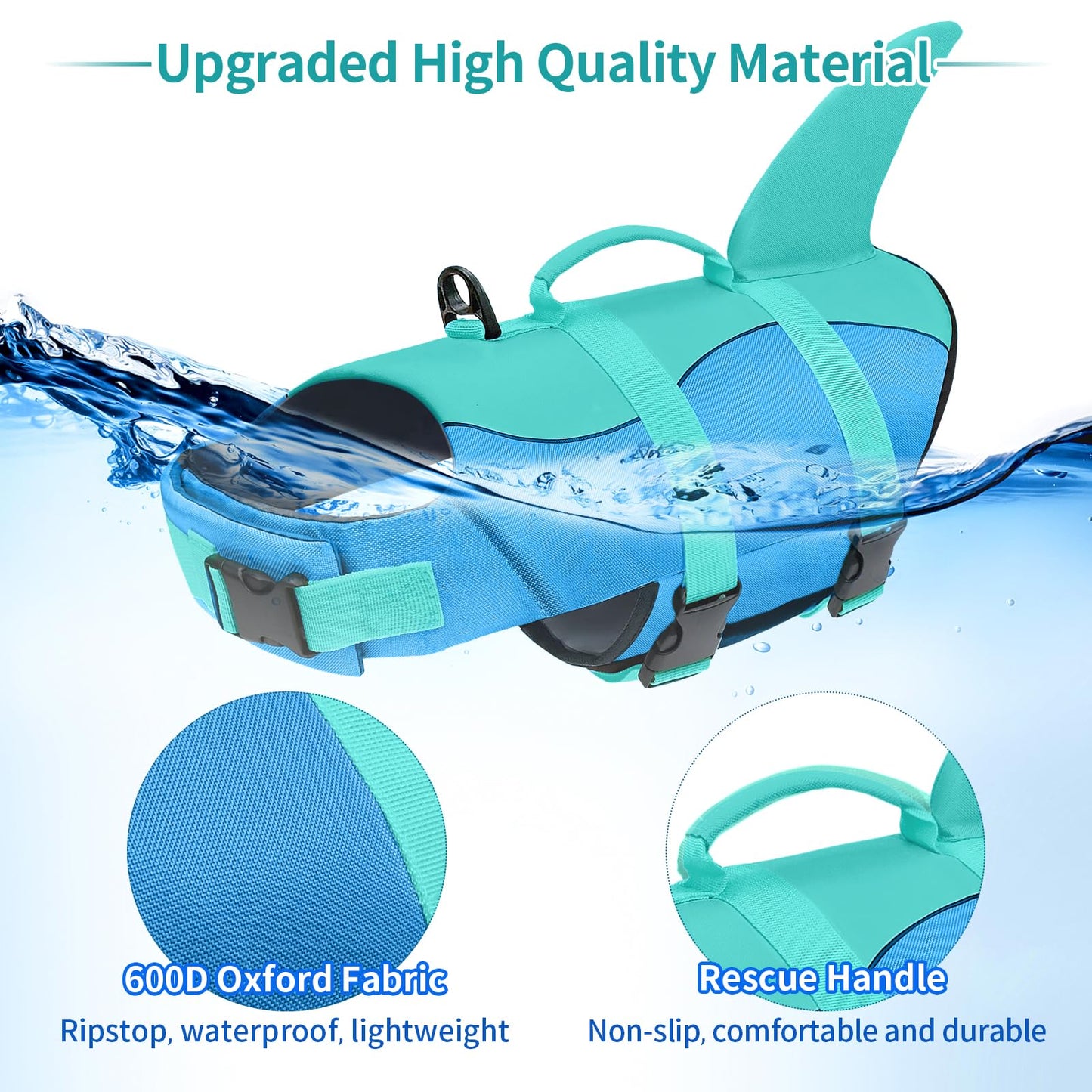 Dog Life Jacket with High Buoyancy Ripstop Design