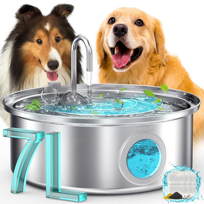 Dog Water Fountain with 7L Large Capacity