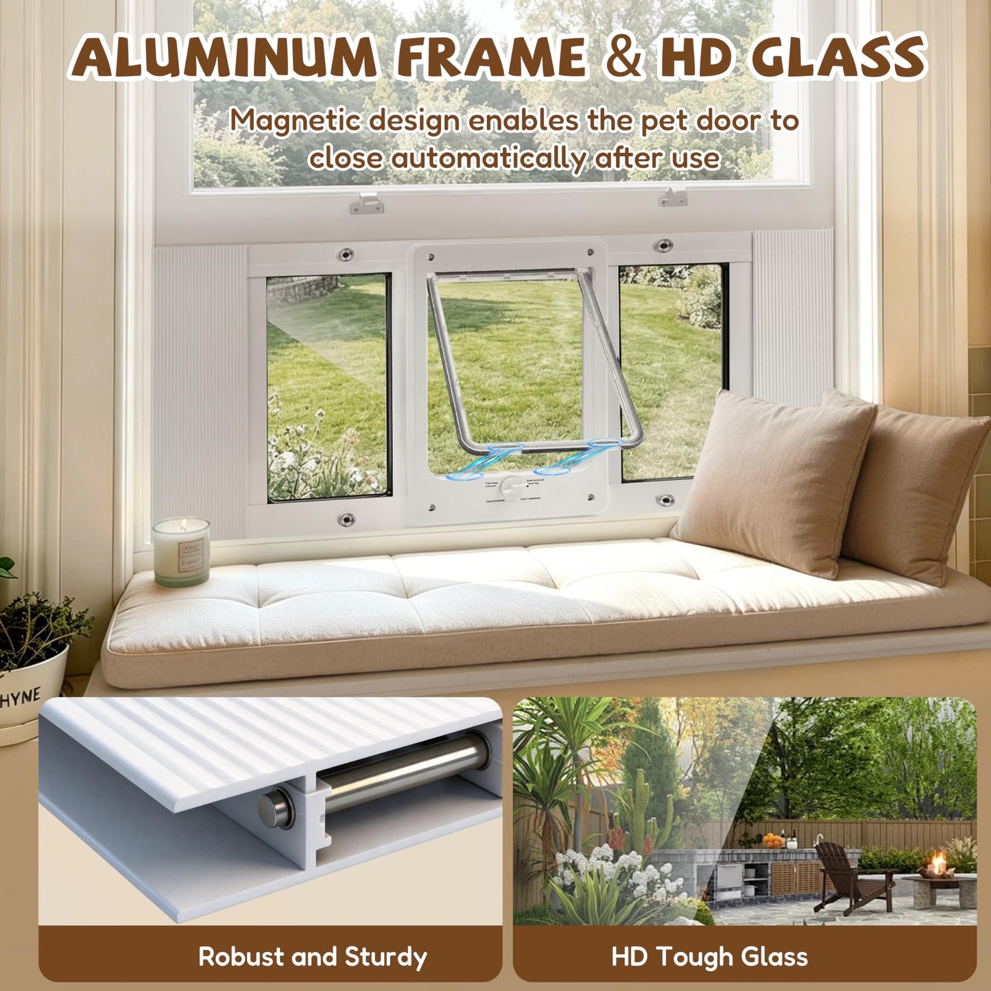 Cat Window Door with 4-Way Locking and Safety Lock